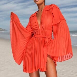 Elegant Backless Orange Dress